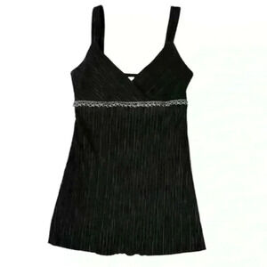White House Black Market Black Polyester Tank Sleeveless Crinkle Womens Size XS
